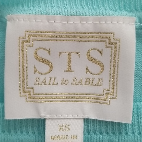 Sail to Sable Fringed Knit Top, Aqua/ Turquoise XS - Picture 3 of 5